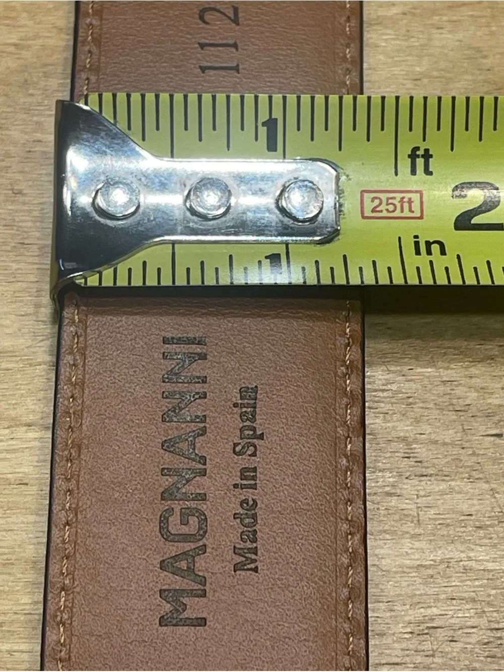 Magnanni Carbon Leather Belt with Silver Buckle Made in Spain Size 34 Black